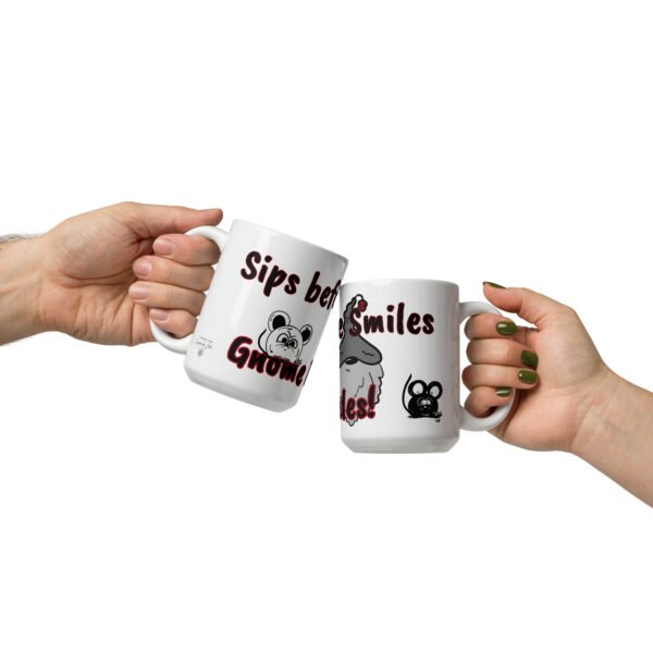 "Sips before Smiles" White glossy mug - Image 8